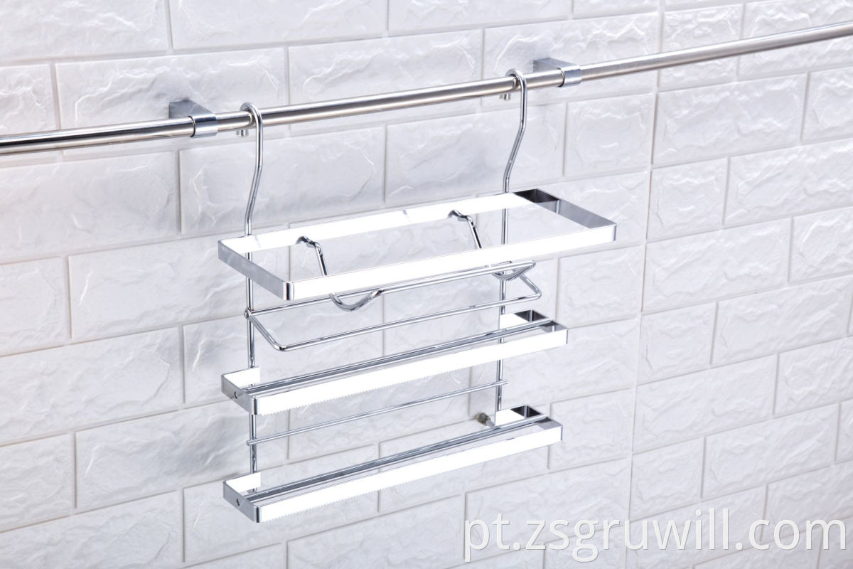 Multi-Tier Montado de parede de parede Metal de armazenamento cromado Rack para papel de óleo